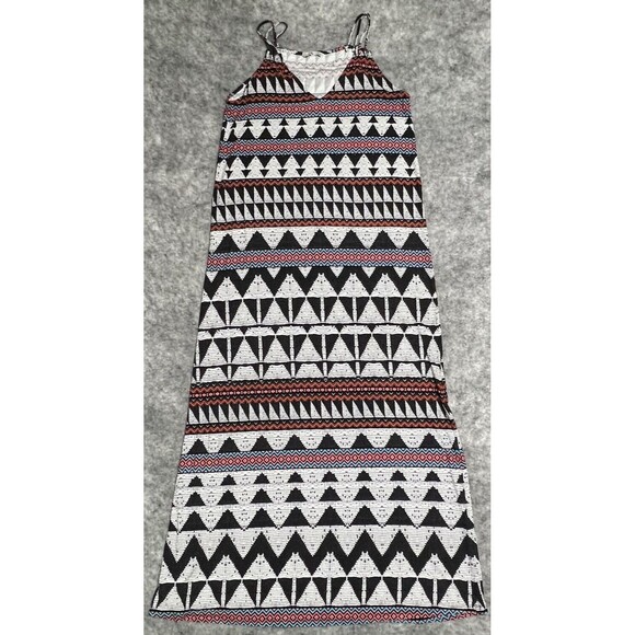 TU Long Maxi Dress Women’s 14 Multi Geometric Aztec Tribal Viscose Stretch - Picture 1 of 13